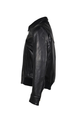 STUDDED WESTERN HARRINGTON JACKET / BLK GLD