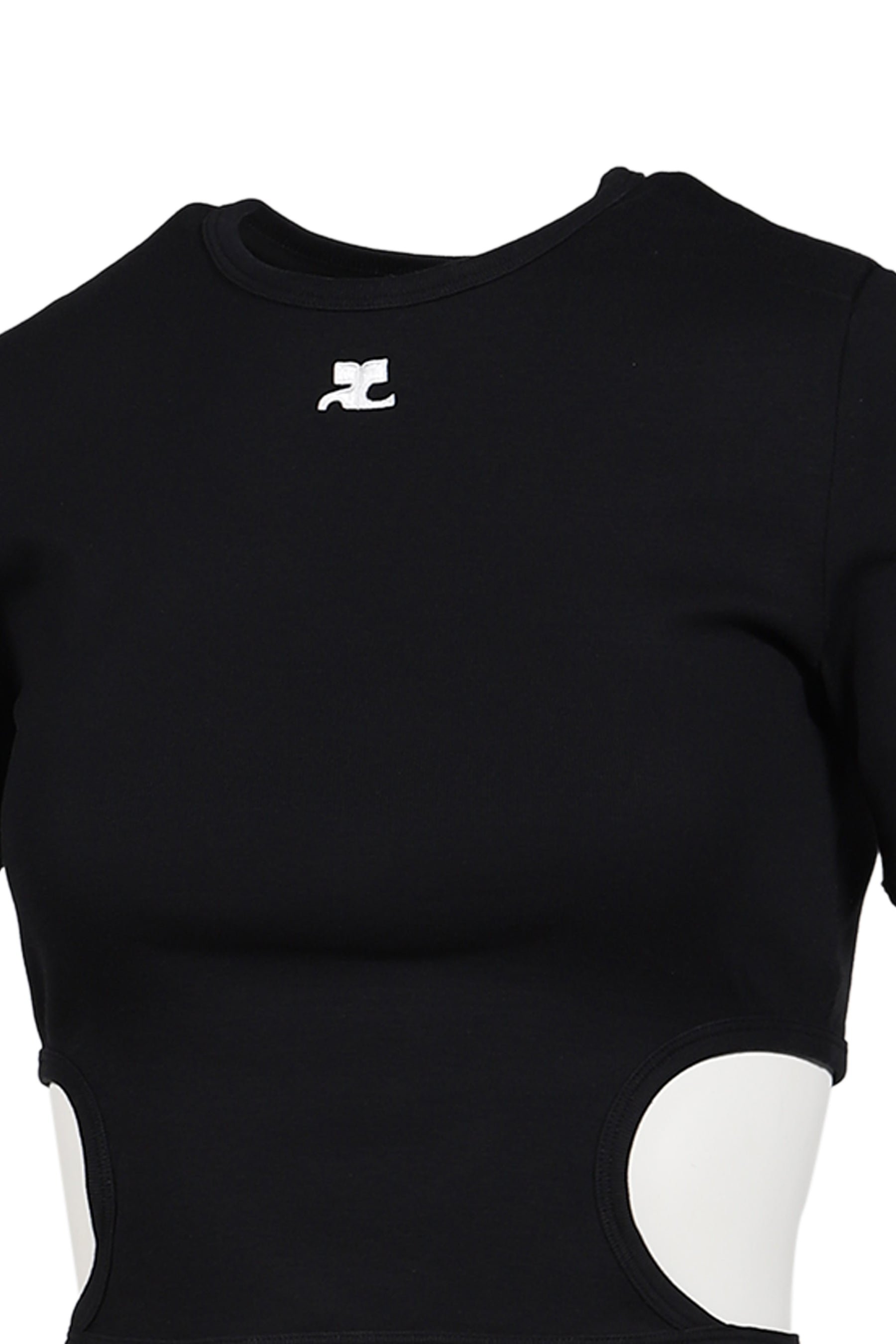 RIBBON CUT OUT CONTRAST T-SHIRT / BLK