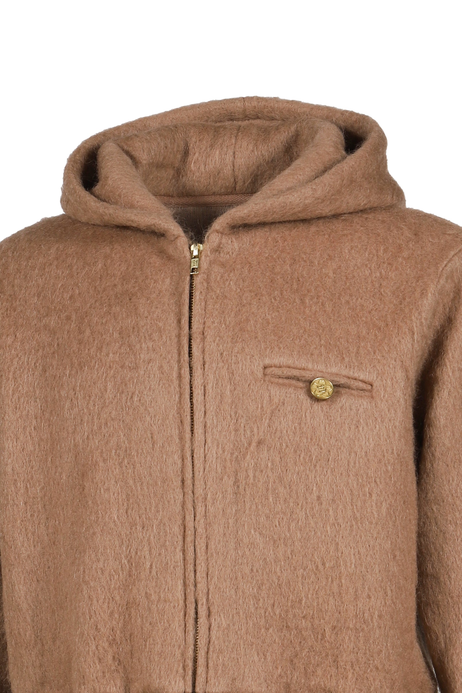 MOHAIR ZIP HOODIE / MOCHA