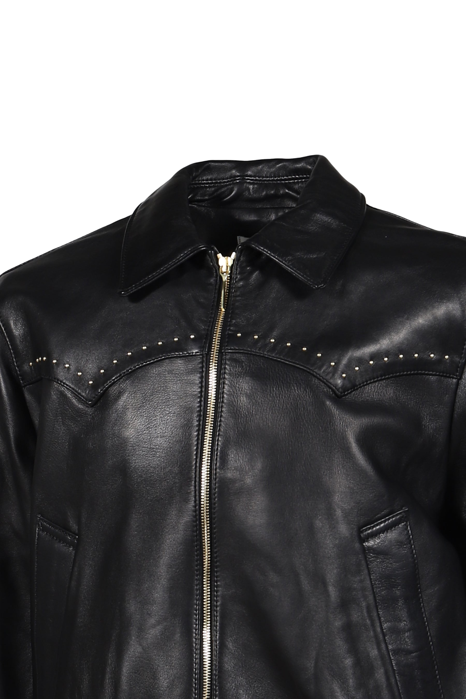 STUDDED WESTERN HARRINGTON JACKET / BLK GLD