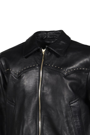 STUDDED WESTERN HARRINGTON JACKET / BLK GLD