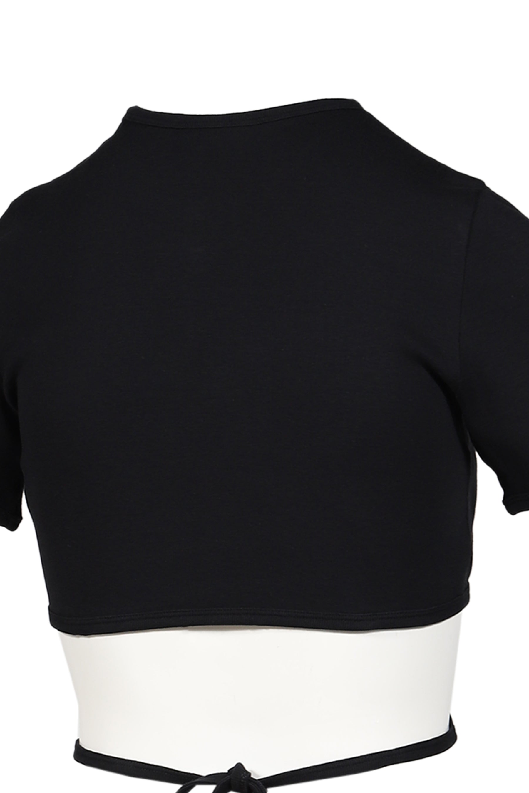RIBBON CUT OUT CONTRAST T-SHIRT / BLK
