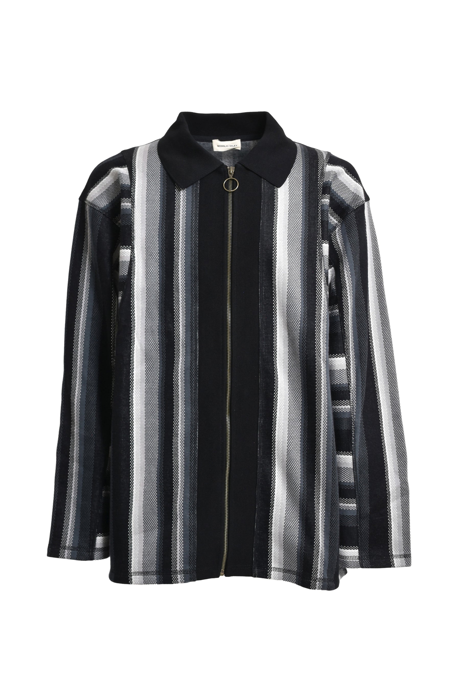 NICHOLAS DALEY ニコラス デイリー FW23 L/S STRIPED ZIP POLO / BLK