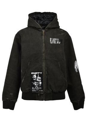 WAR STARTED HOODED WORK JACKET / CRUST BLK