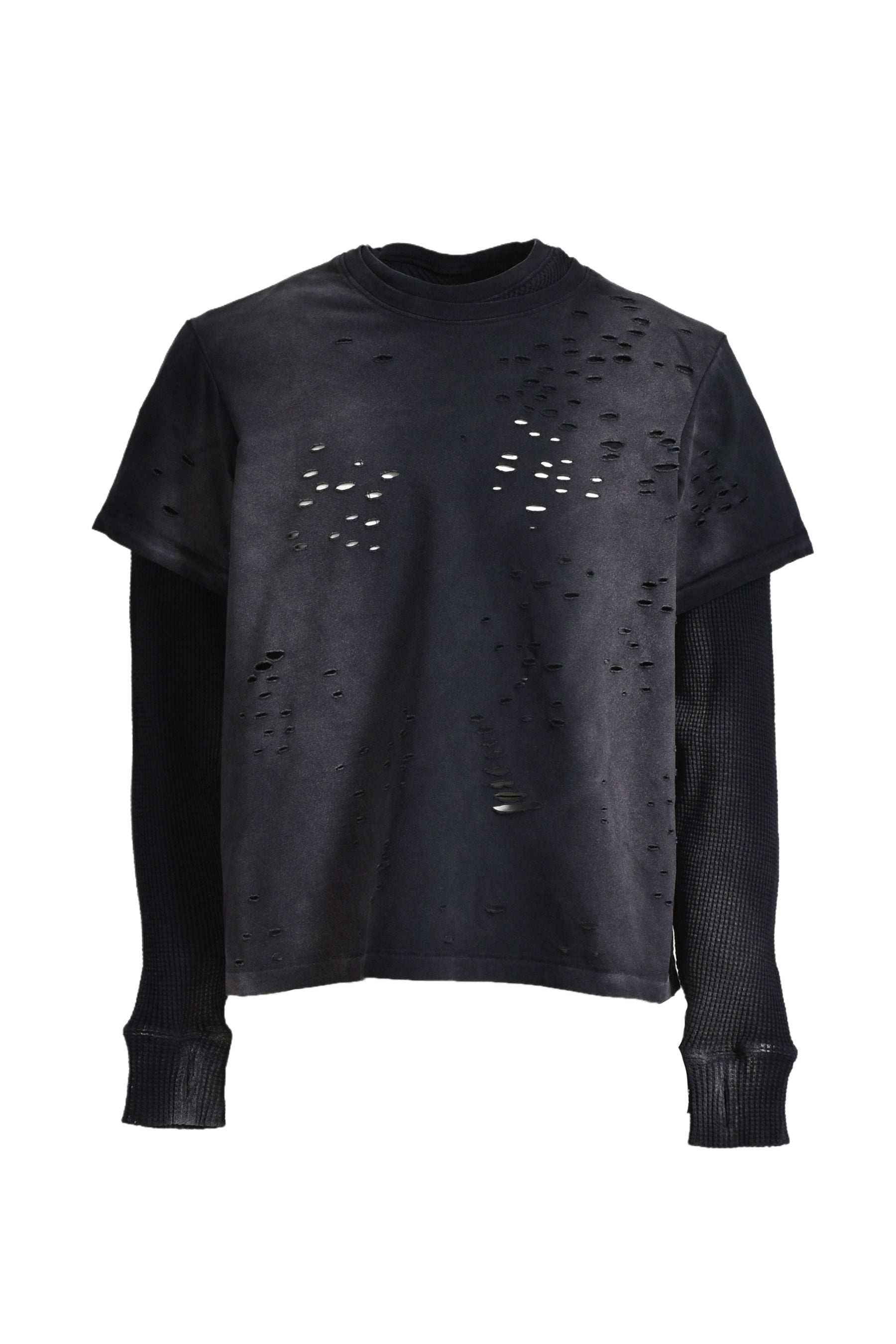 DOUBLE LAYER THERMAL T-SHIRTS / FADED BLK