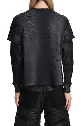 DOUBLE LAYER THERMAL T-SHIRTS / FADED BLK