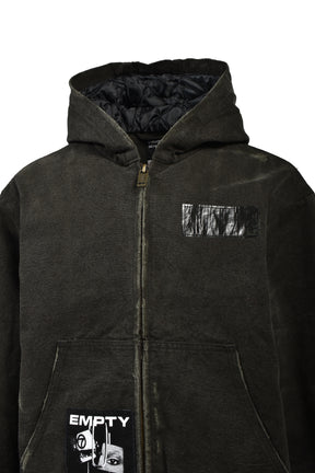 WAR STARTED HOODED WORK JACKET / CRUST BLK