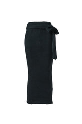 MOHAIR BELTED LONG SKIRT / BLK