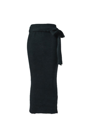 MOHAIR BELTED LONG SKIRT / BLK