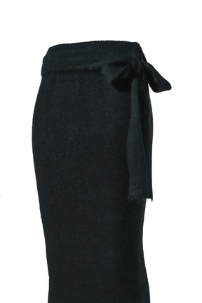 MOHAIR BELTED LONG SKIRT / BLK