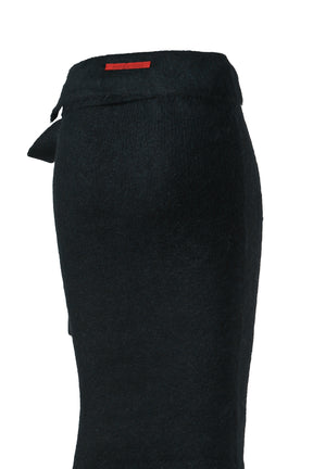 MOHAIR BELTED LONG SKIRT / BLK