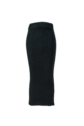 MOHAIR BELTED LONG SKIRT / BLK