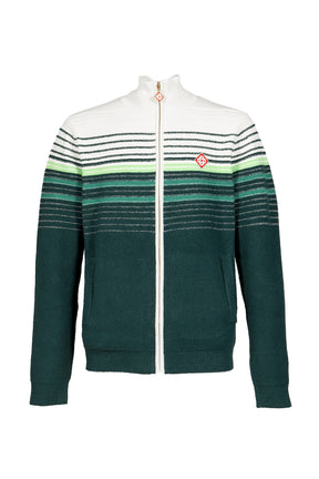 BOUCLE STRIPE ZIP UP / GRN WHT
