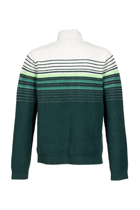 BOUCLE STRIPE ZIP UP / GRN WHT