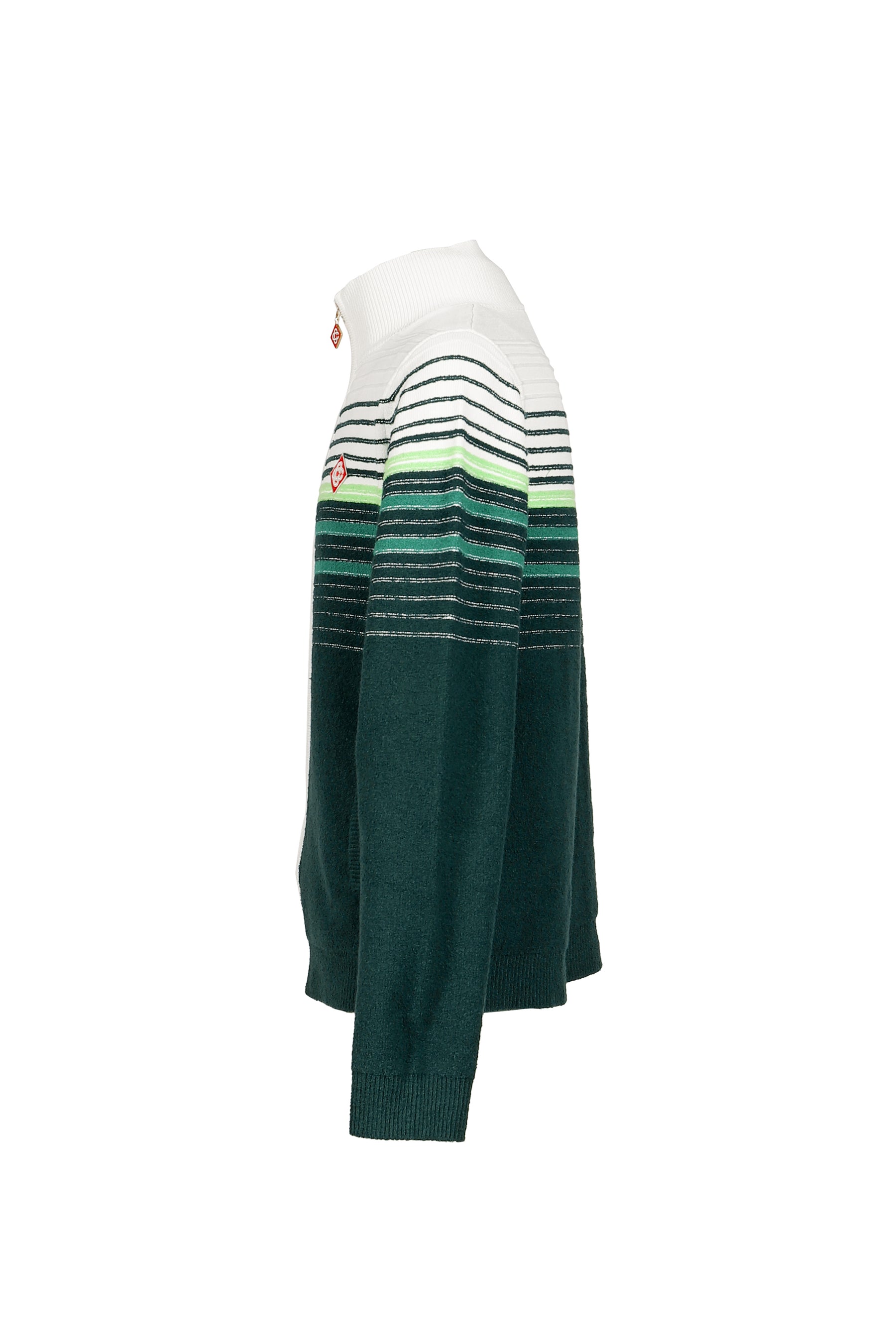 BOUCLE STRIPE ZIP UP / GRN WHT
