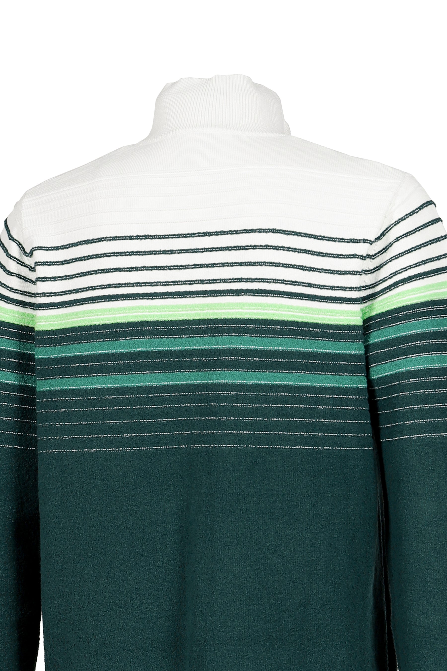 BOUCLE STRIPE ZIP UP / GRN WHT