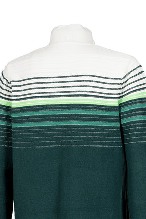 BOUCLE STRIPE ZIP UP / GRN WHT