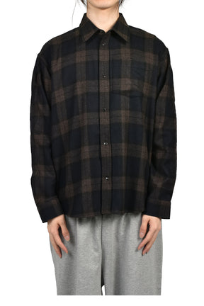 EMBROIDERED METAL LOGO FLANNEL SHIRT / BLK