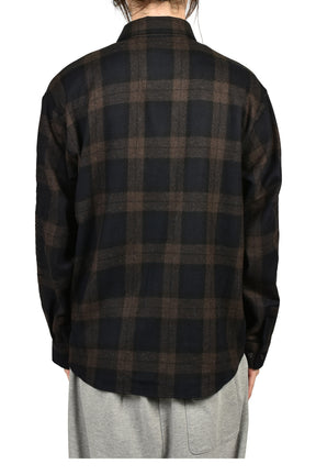 EMBROIDERED METAL LOGO FLANNEL SHIRT / BLK
