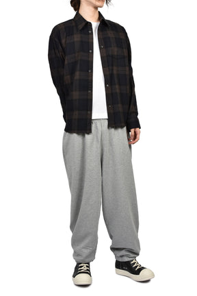 EMBROIDERED METAL LOGO FLANNEL SHIRT / BLK