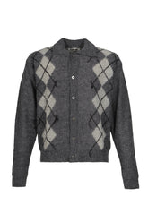 INSIDE OUT ARGYLE COLLAR CARDIGAN / MELANGE GRY