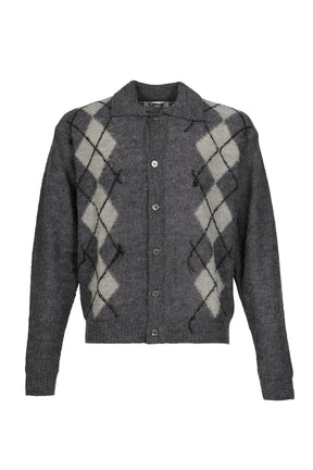 INSIDE OUT ARGYLE COLLAR CARDIGAN / MELANGE GRY