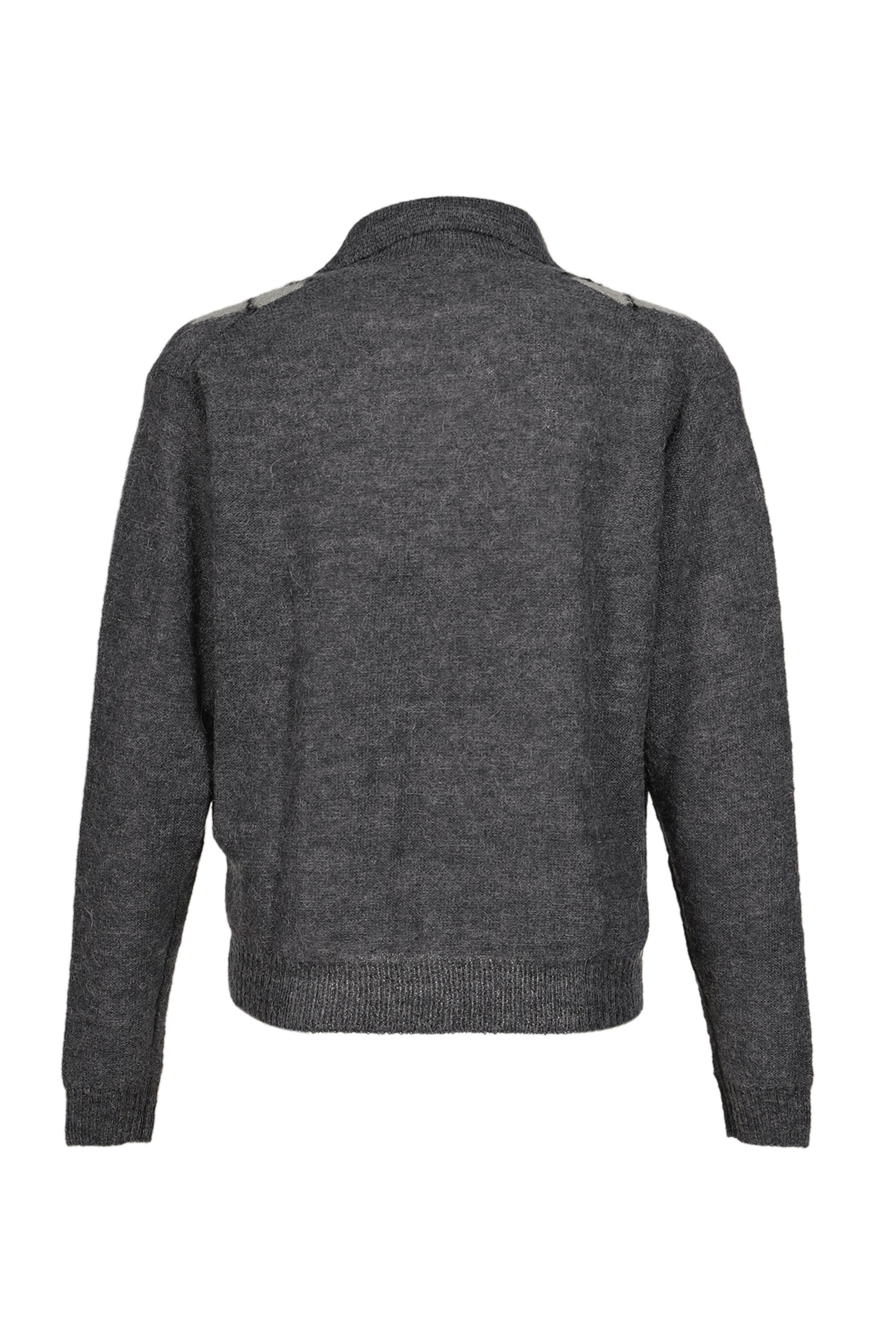 INSIDE OUT ARGYLE COLLAR CARDIGAN / MELANGE GRY