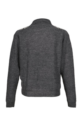 INSIDE OUT ARGYLE COLLAR CARDIGAN / MELANGE GRY