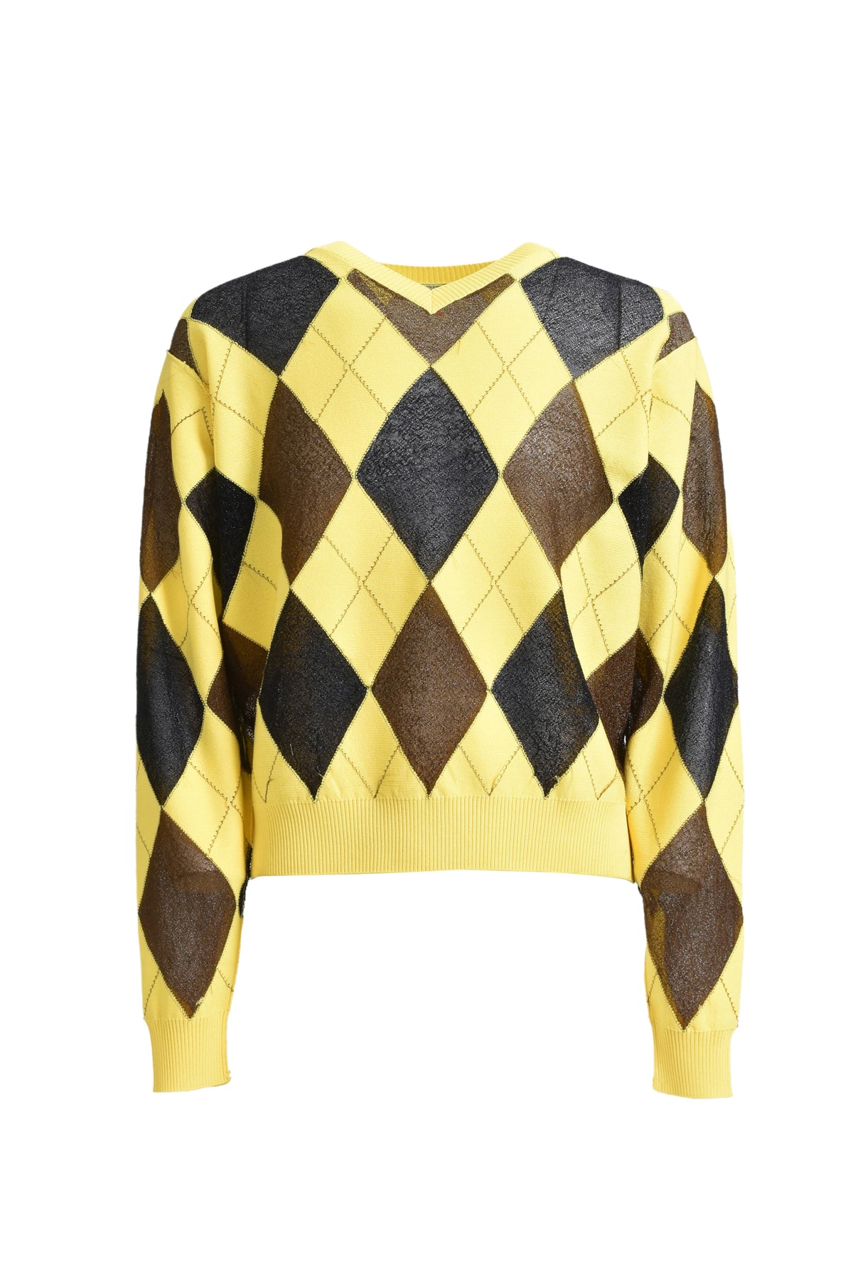 REVERSED ARGYLE SWEATER / YEL