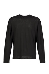 LINEN BLEND LONG SLEEVE T-SHIRT / BLK