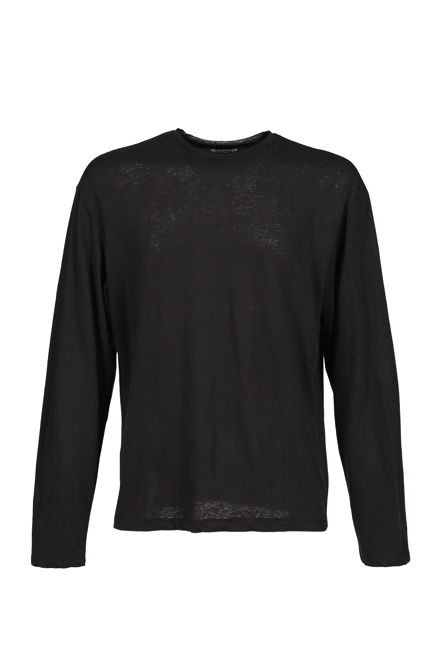 LINEN BLEND LONG SLEEVE T-SHIRT / BLK