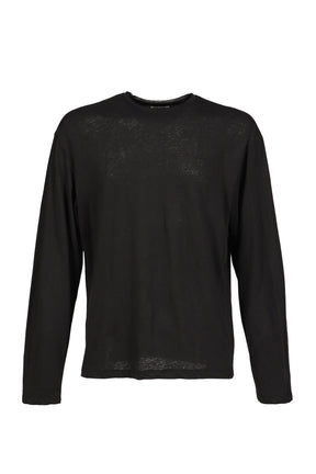 LINEN BLEND LONG SLEEVE T-SHIRT / BLK