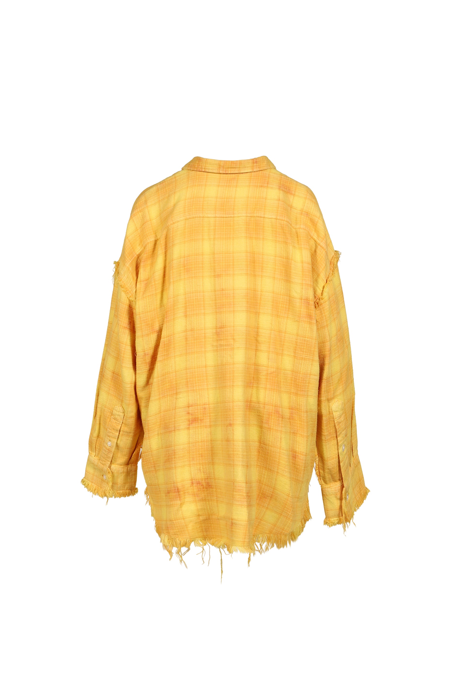 SHREDDED SEAM DROP NECK SHIRT / YEL PLAID