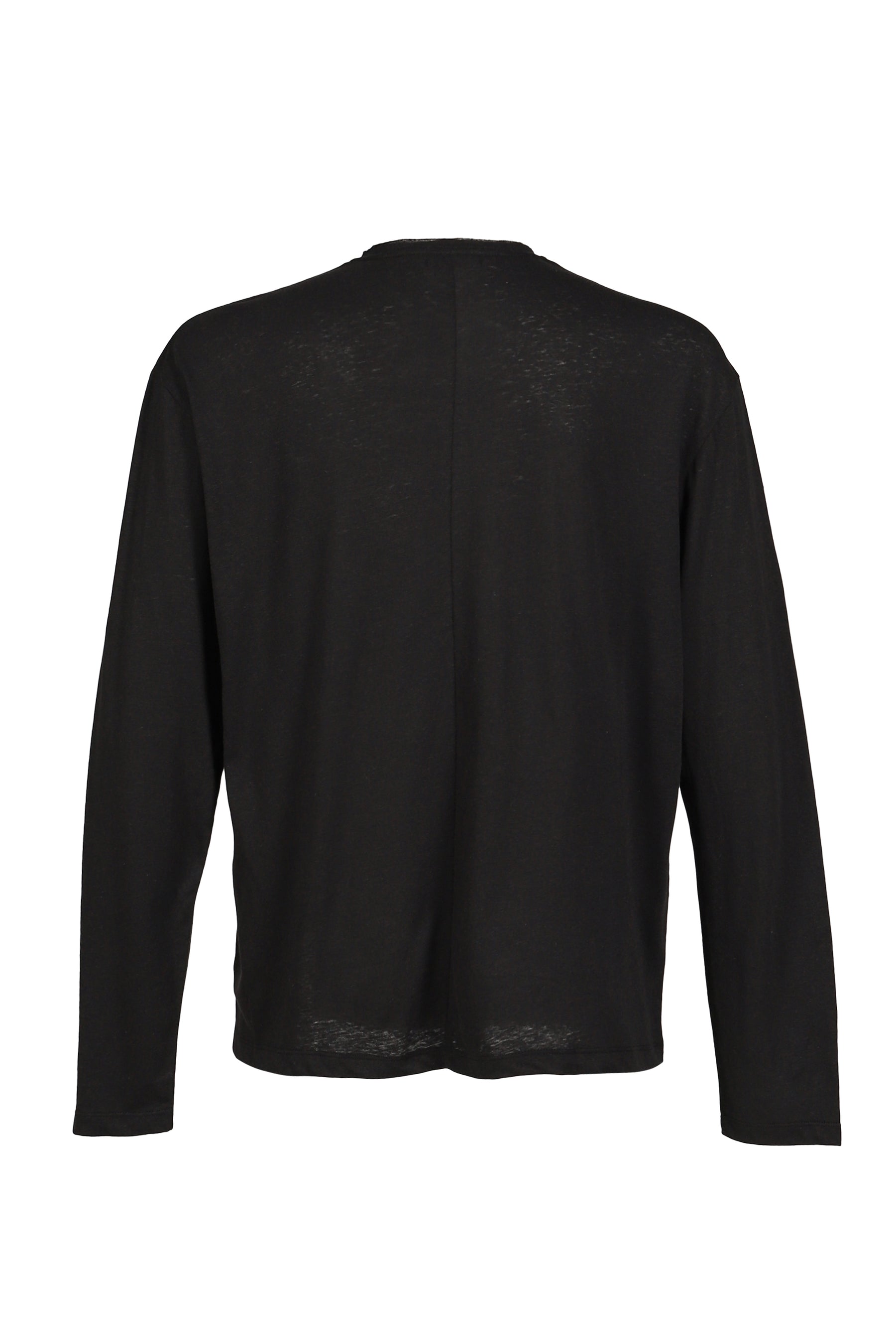 LINEN BLEND LONG SLEEVE T-SHIRT / BLK
