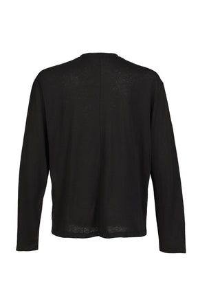 LINEN BLEND LONG SLEEVE T-SHIRT / BLK