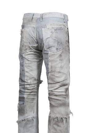 STRAIGHT CUT DENIM VINTAGE SCRAP / DIRTY BLEACHED 