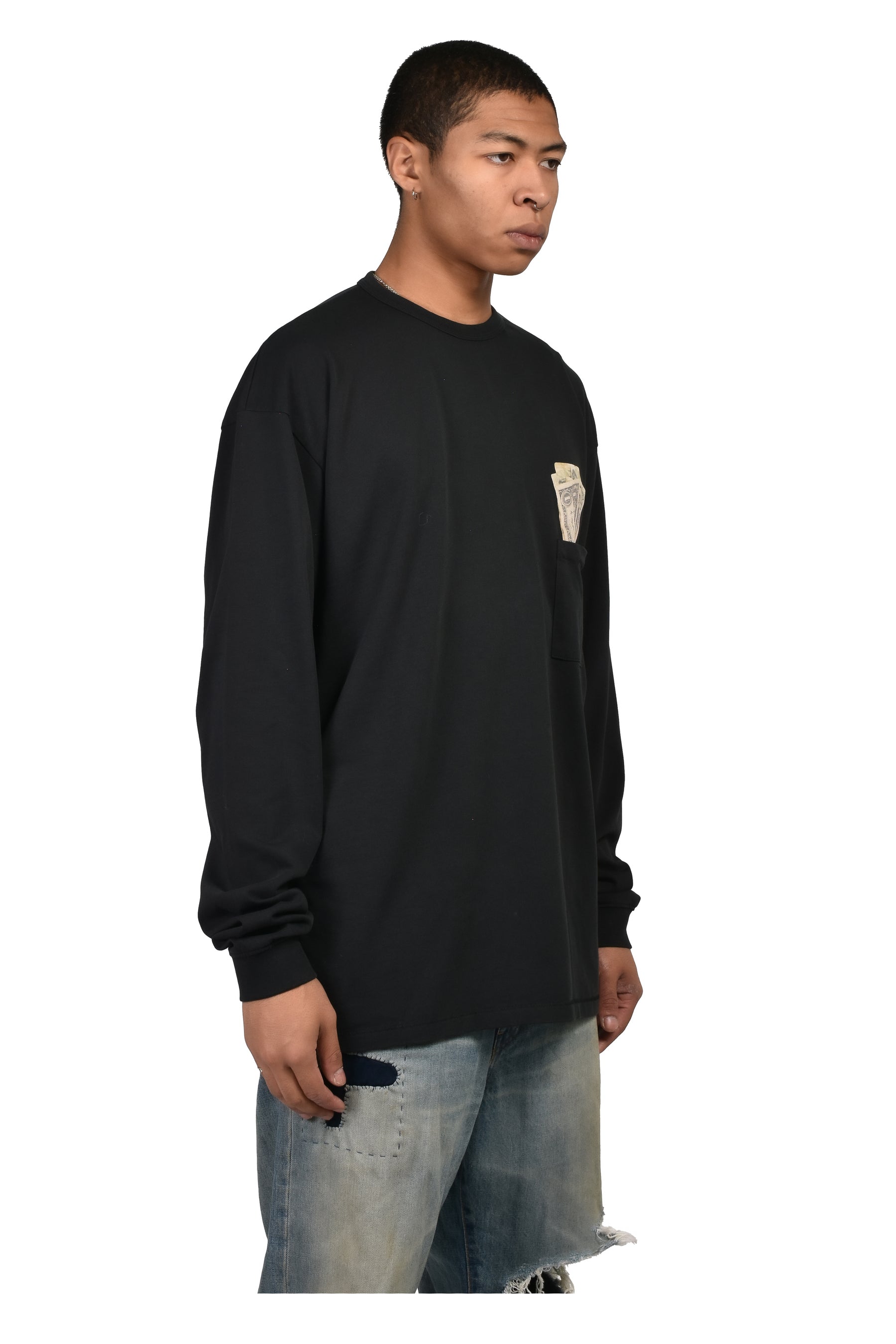 UNISEX MONEY LONGSLEEVE TEE KNIT / BLK