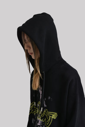 SCRIPT MARY SKATE HOODIE / BLK MULTICOLO