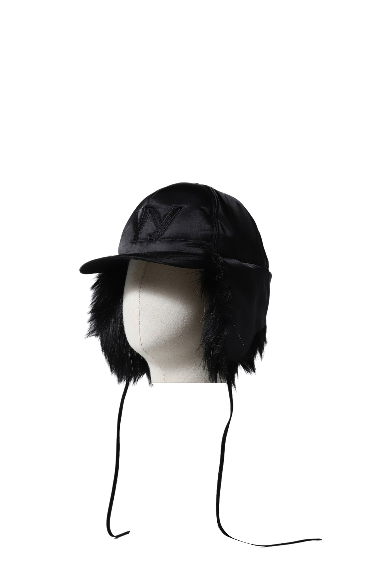 FAUX FUR EARFLAP CAP / BLACK