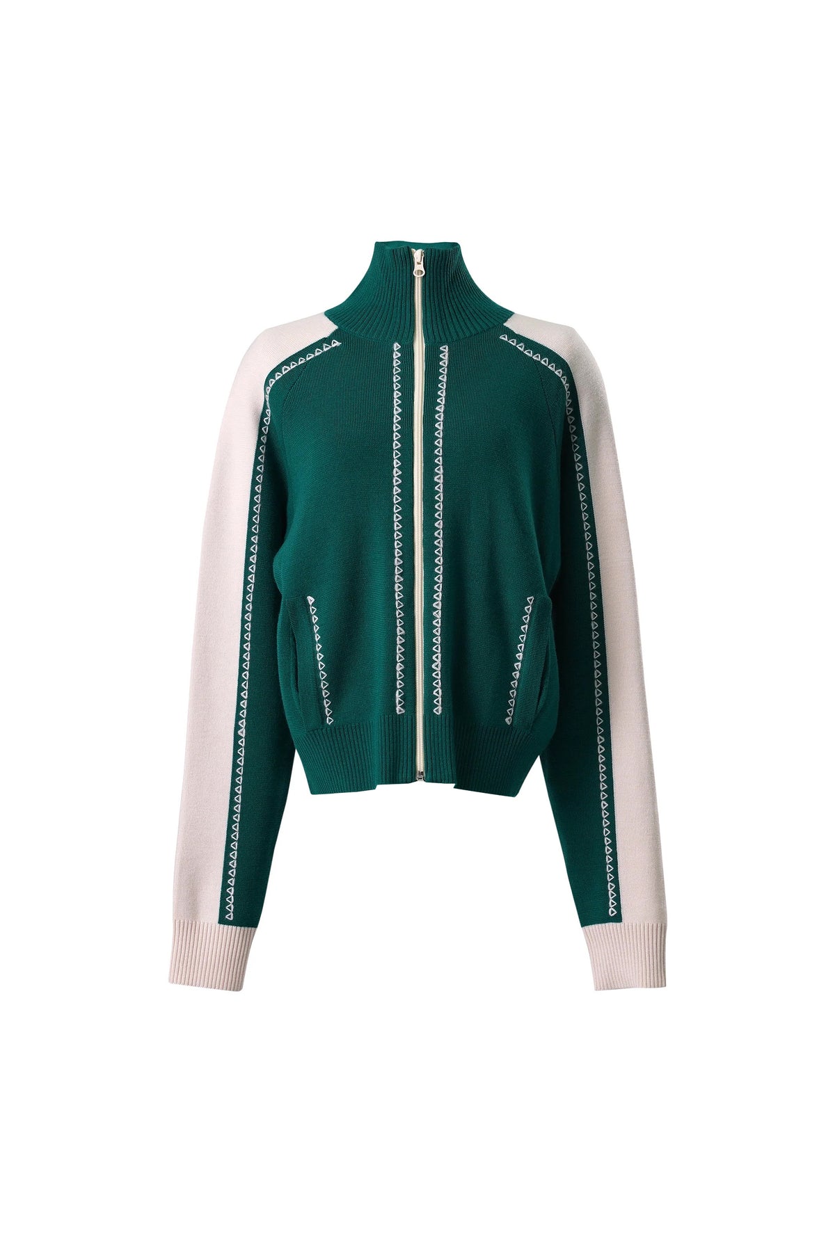 EMBROIDERED KNITTED TRACK JACKET / GRN IVO