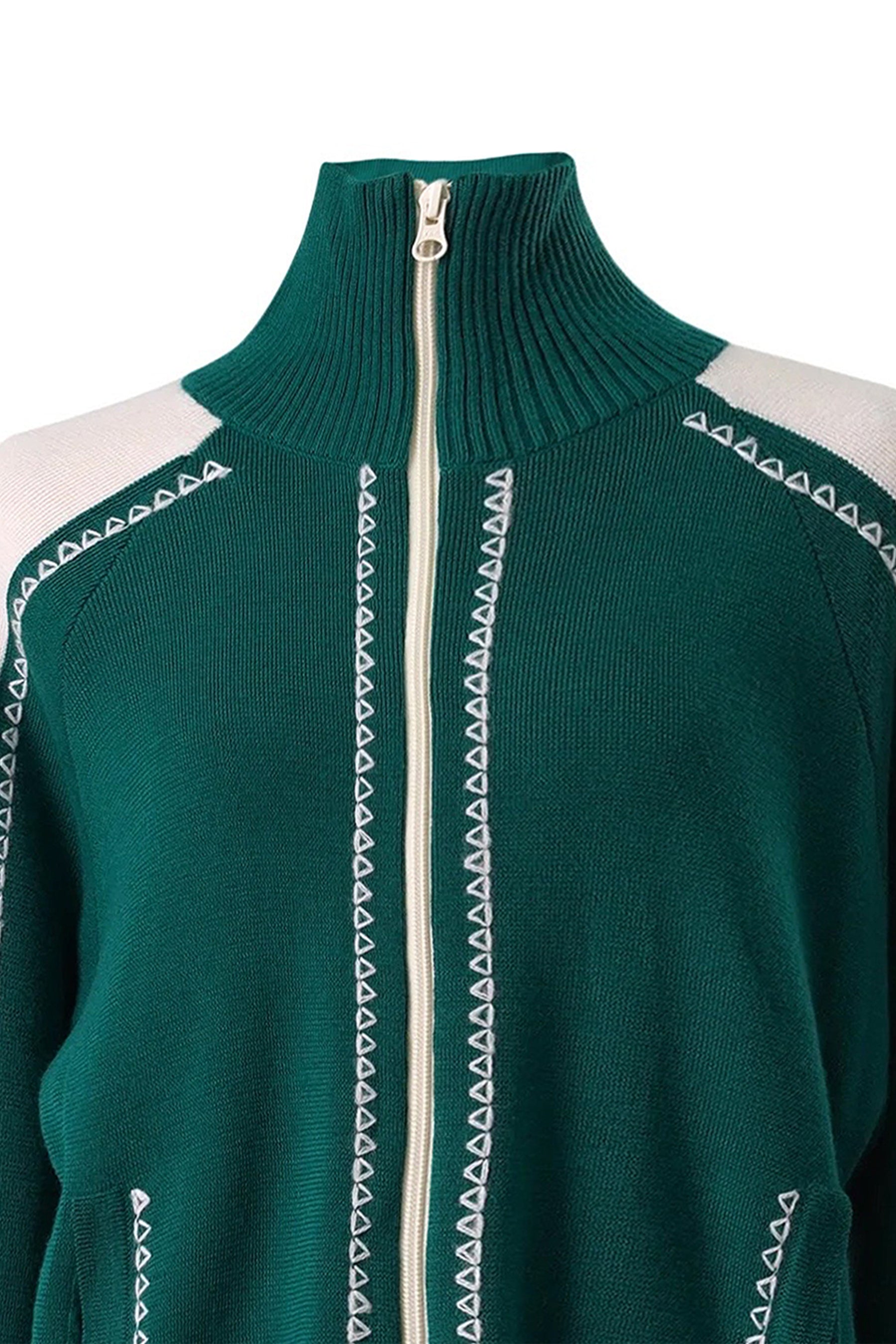 EMBROIDERED KNITTED TRACK JACKET / GRN IVO