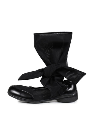 MESH RIBBON CUT-OUT BOOTS / BLK
