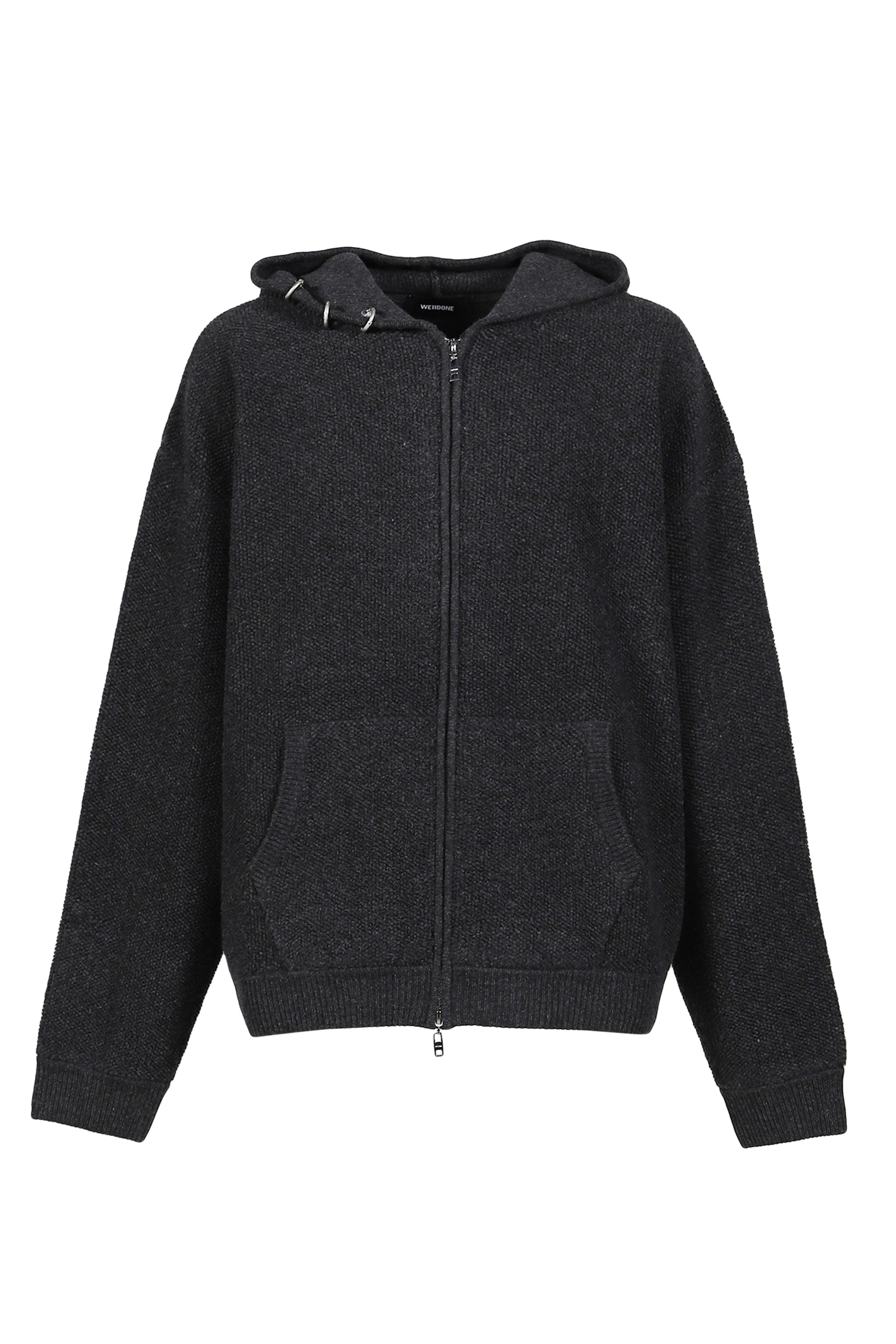 CHARCOAL MENS BOUCLE HOODIE ZIP-UP / CHA