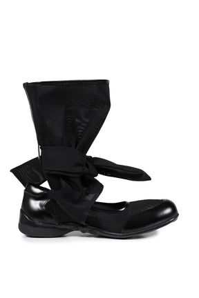 MESH RIBBON CUT-OUT BOOTS / BLK