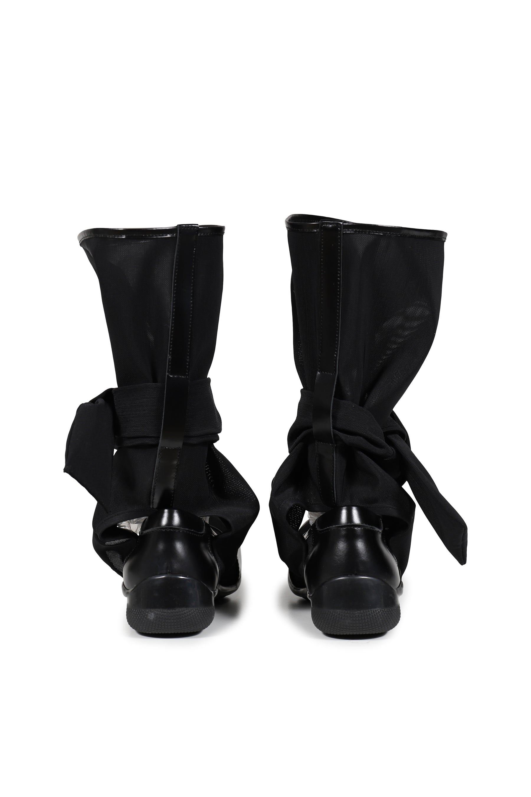 MESH RIBBON CUT-OUT BOOTS / BLK