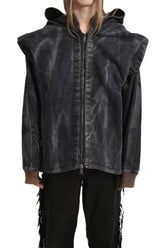 VELCRO DENIM JACKET / BLK VERTICAL WHISKERS