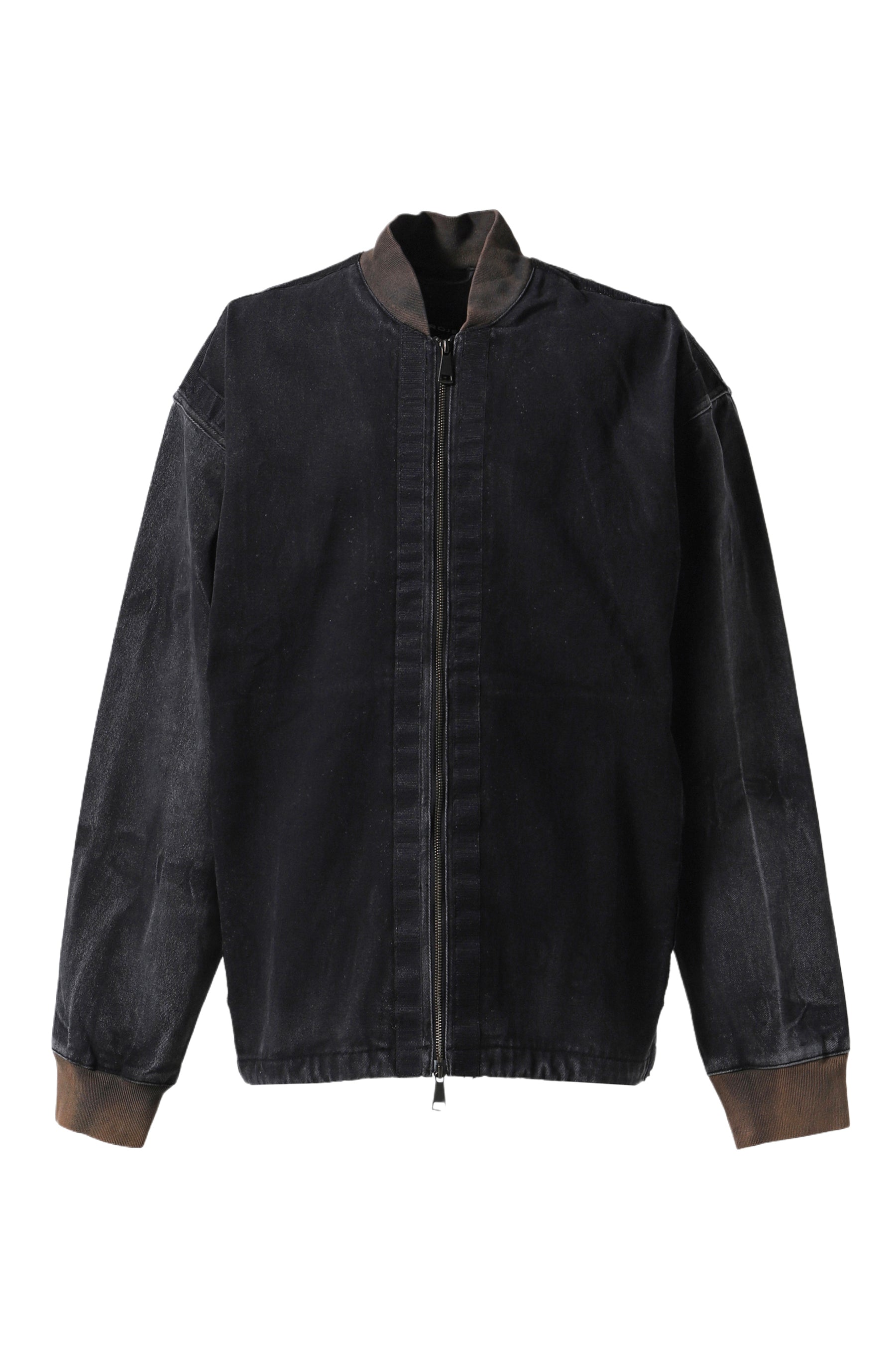 VELCRO DENIM JACKET / BLK VERTICAL WHISKERS