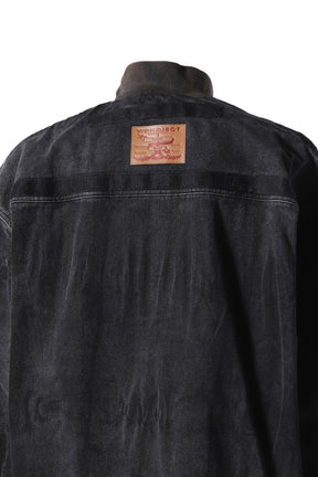 VELCRO DENIM JACKET / BLK VERTICAL WHISKERS