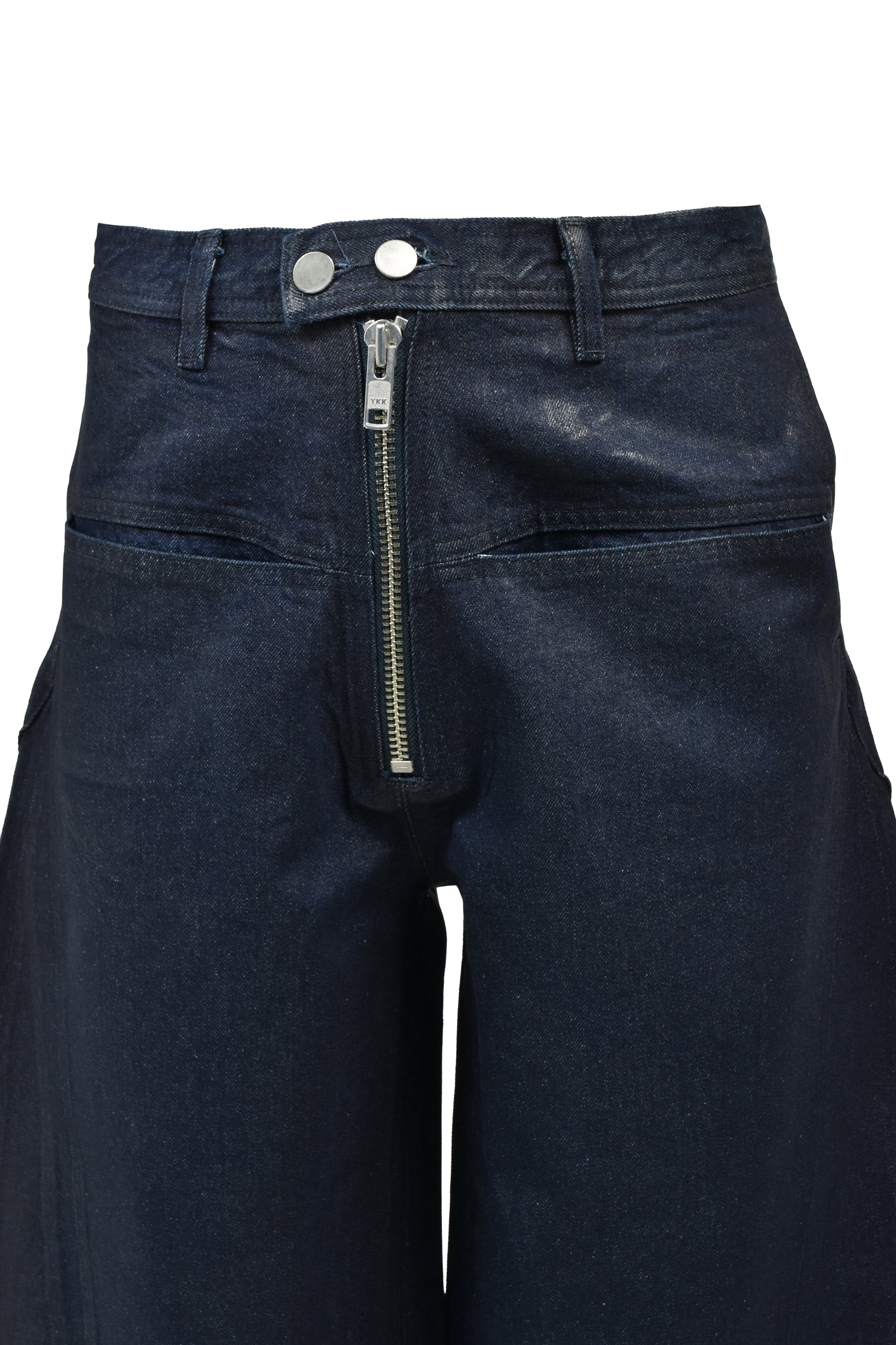FRONT ZIP BAGGY  / WAXED RAW INDIGO