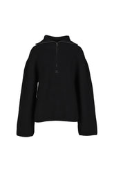 RIBBED WOOL TRUCKER SWEATER / BLK 